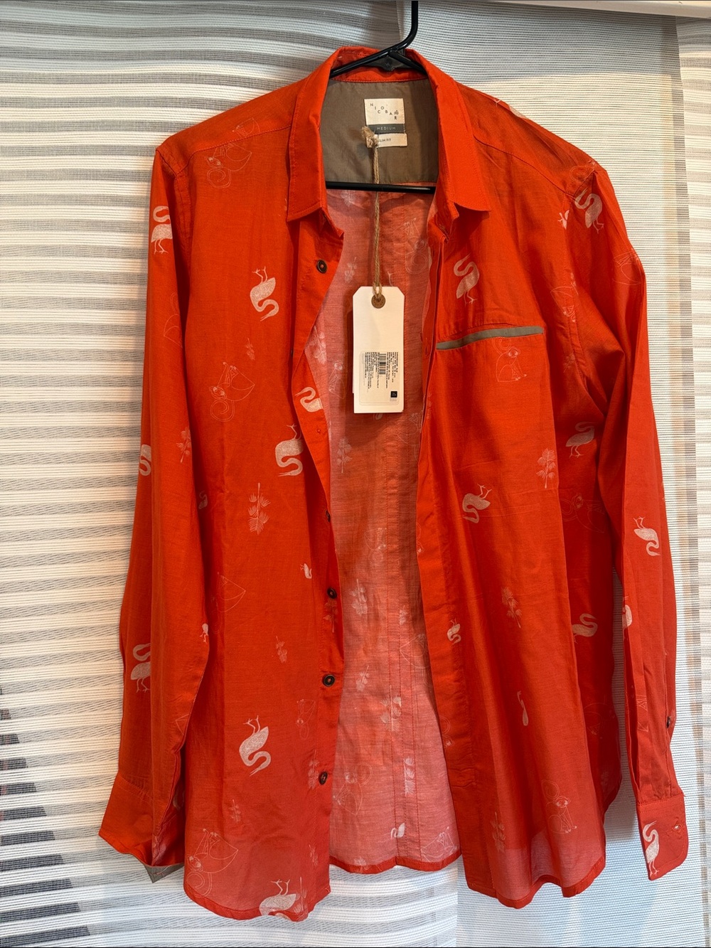 Men's Casual Orange Button-Down Shirt